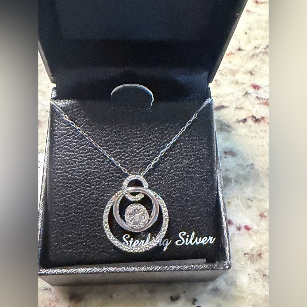 New with Tags Sterling Silver Bridge Diamond Pendant